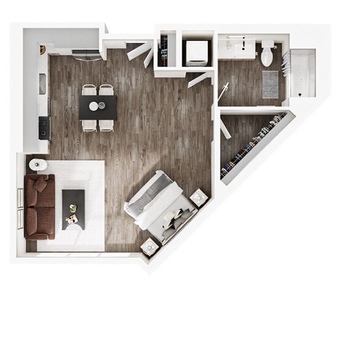 Floor plan for studio, 1 bath, 616 sqft